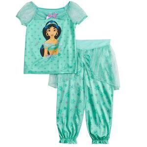 Disney Princess Jasmine Toddler Girl Fantasy Top & Bottoms Pajama Set 2T EUC